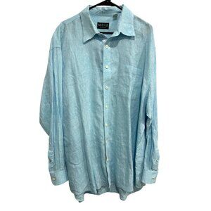 MINE Mens Light Blue Long Sleeve Linen Button-Up Shirt Size 2XB